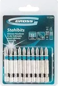 Набор бит GROSS PH1x50 сталь S2 10шт (11334)