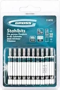 Набор бит GROSS TORX 20х50 сталь S2 10шт (11470)