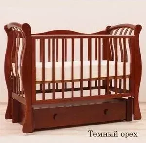 Кроватка детская Кубаньлесстрой Ландыш поперечный маятник/ящики темный орех БИ 07.2