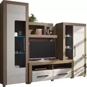 Гостиная Стиль Флоренция 2 ясень шимо темный, глянцевая белый