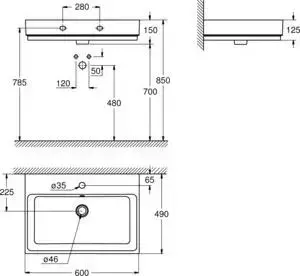 Раковина Grohe Cube Ceramic 60 альпин-белый (3947300H)
