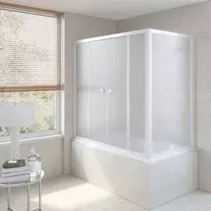 Душевая шторка на ванну Vegas Glass Z2V+ZVF 150*75 01 10 профиль белый стекло сатин