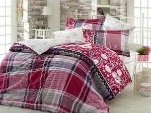 Комплект постельного белья Hobby home collection Семейный, сатин, Monica, бордовый (1501001150)