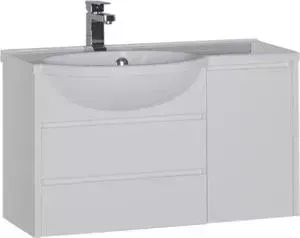 Тумба с раковиной AQUANET с Лайн 90 L белый (164936+165033)