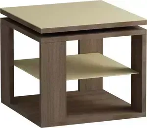 Стол журнальный MetalDesign Смарт MD 747.04.10 корпус-ясень темный / стекло-крем