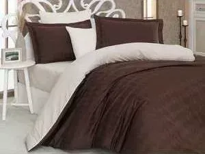 Комплект постельного белья Hobby home collection 1,5 сп, сатин, Bulut, коричнево-кремовый (1607000157)