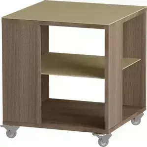 Стол журнальный MetalDesign Смарт MD 732.04.10 корпус-ясень темный / стекло-крем