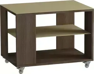 Стол журнальный MetalDesign Смарт MD 733.04.10 корпус-ясень темный / стекло-крем