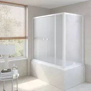 Душевая шторка на ванну Vegas Glass Z2V+ZVF 150*80 01 10 профиль белый стекло сатин