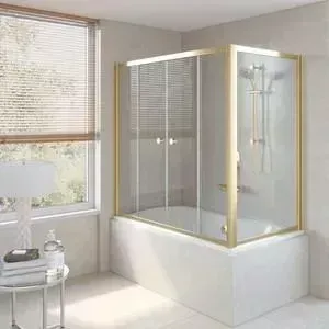 Душевая шторка на ванну Vegas Glass Z2V+ZVF 180*90 09 01 профиль золото стекло прозрачное