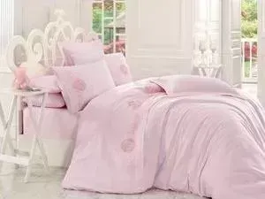 Комплект постельного белья Hobby home collection Евро, сатин, Antonia, пудра (1607000003)