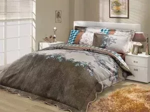 Набор для спальни Hobby home collection Delfina-Serena покрывало + КПБ 2-х сп. поплин синий/синий (1501000095)
