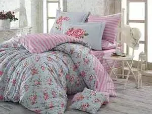 Комплект постельного белья Hobby home collection 1,5 сп, поплин, Flora, голубой (1501001088)