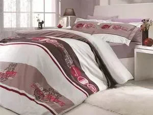 Комплект постельного белья Hobby home collection Евро, поплин, Rota, бордовый (1501000152)