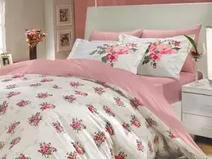 Комплект постельного белья Hobby home collection Семейный, поплин, Paris Spring, розовый (1501000146)