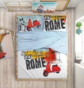 Комплект постельного белья Love me Евро, перкаль, Holliday in Rome (703659)