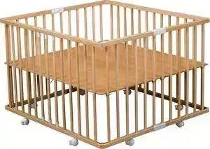 Манеж Combelle деревянный на колесах, квадрат, Gaby, 3-х уров. 98х92х67 см - Natural / Натуральный 459