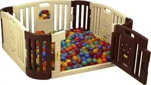 Детское ограждение манеж Edu Play корич /жел (без шаров) (116x116x60h) gp-8011b