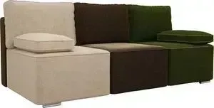Диван Лига Диванов Радуга микровельвет бежевый/коричневый/зеленый