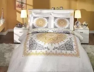 Комплект постельного белья Hobby home collection Семейный, сатин, Saphire, золотой (1501000324)