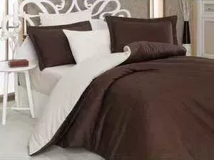 Комплект постельного белья Hobby home collection Евро, сатин, Damask, коричнево-кремовый (1607000020)