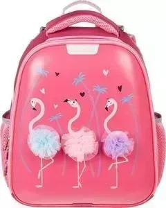 Ранец №1 School Basic Flamingo, 2 отд., ортоп.спинка, экокожа, светящ. кант
