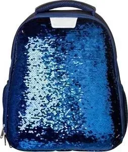 Ранец №1 School Sparkle Blue, ортопед. Спинка, двусторонние паетки