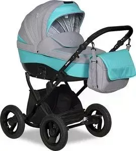 Коляска 2 в 1 Indigo 2 в 1 CAMILA 18 Classic 12" Ca 44 (серый+бирюзовый)
