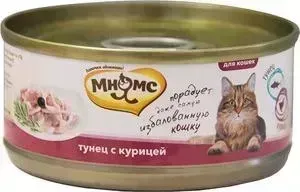 Консервы Мнямс Тунец с курицей в нежном желе для кошек 70г