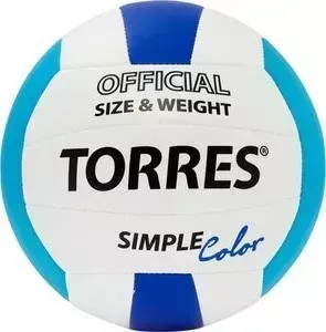 Мяч волейбольный TORRES любительский Simple Color" арт. V30115, размер 5, бело-голубо-синий