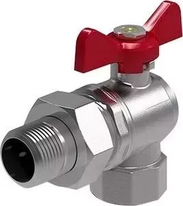Ручка ROYAL Thermo Кран шаровый Optimal латунный УГЛОВОЙ резьбы гайка-штуцер накидная гайка бабочка 3/4" (RTO 07024)