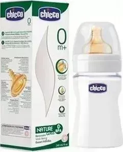 Бутылочка CHICCO Well-being Glass 0+, лат. соска, стекло, 240 мл 310205109