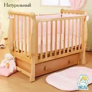 Кроватка детская Кубаньлесстрой Лаванда поперечный маятник/ящик натуральный бук АБ 21.2