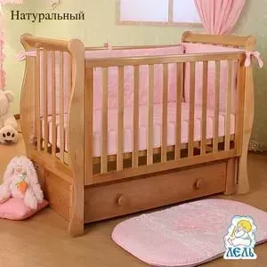 Кроватка детская Кубаньлесстрой Лаванда продольный маятник/ящик натуральный бук АБ 21.3