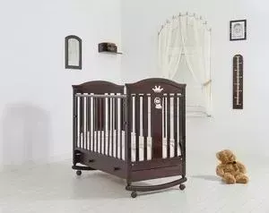 Кроватка детская Гандылян Даниэль колеса/качалка/ящик махагон К-2002-29