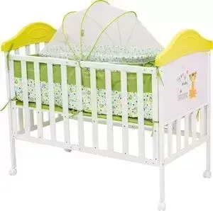 Кроватка детская BABYHIT BabyHit Sleepy compact Белый с зелёным, с тигрёнком на торце SLEEPY COMPACT GREEN