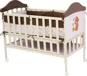 Кроватка детская BABYHIT BabyHit Sleepy Коричневый с бежевым, с медвежонком на торце SLEEPY COFFEE