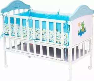 Кроватка детская BABYHIT BabyHit Sleepy Белый с голубым, с динозавриком на торце SLEEPY BLUE