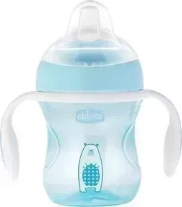 Поильник CHICCO Transition Cup (силиконовый носик), 1 шт , 4 мес+, 200 мл, голубой,