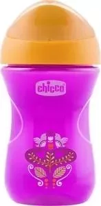 Поильник CHICCO Easy Cup (носик ободок), 1 шт ,12 мес+, 266 мл , розовый, рис клубничка, 340624120
