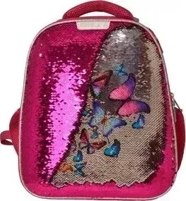 Ранец №1 School Sparkle Pink, ортопедическая спинка, двустор.пайетки фуксия/серебро