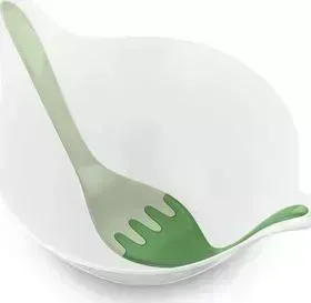 Салатница с приборами Koziol с 4 л бело-зелёая Leaf 2.0 (3693345)