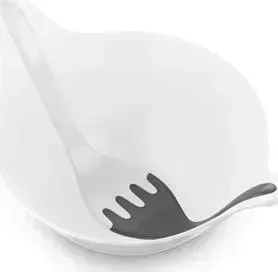 Салатница с приборами Koziol с 4 л бело-серая Leaf 2.0 (3693343)
