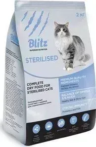 Сухой корм BLITZ Superior Nutrition Adult Cats Sterilised с индейкой для стерилизованных кошек 2кг