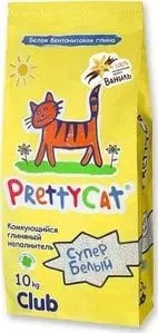 Наполнитель PrettyCat Супер белый комкующийся с ароматом ванили для кошек 10кг Club