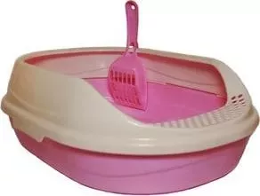 Туалет HomeCat малый овальный розовый в комплекте с совком для кошек 43х31х16 см