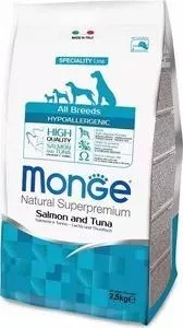 Сухой корм Monge Speciality Line Adult Dog All Breed Hypoallergenic Salmon and Tuna гипоаллергенный с лососем и тунцом для взрослых собак 2,5кг: харак