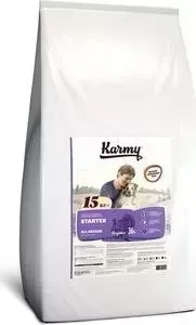 Сухой корм Karmy Starter Dog All Dreeds Индейка для щенков всех пород до 4-х месяцев, беременных и ящик собак 15кг