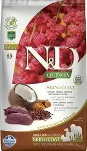 Сухой корм Farmina ND Dog GF Quinoa Skin Coat Venison Coconut Turmeric беззерновой с олениной киноа кокосом и куркумой для собак 2,5кг