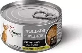 Консервы 1-ST CHOICE Adult Cat Hypoallergenic Grain Free Duck Pate с утиным паштетом для кошек с чувствительным пищеварением 85г (102.6.026): характер